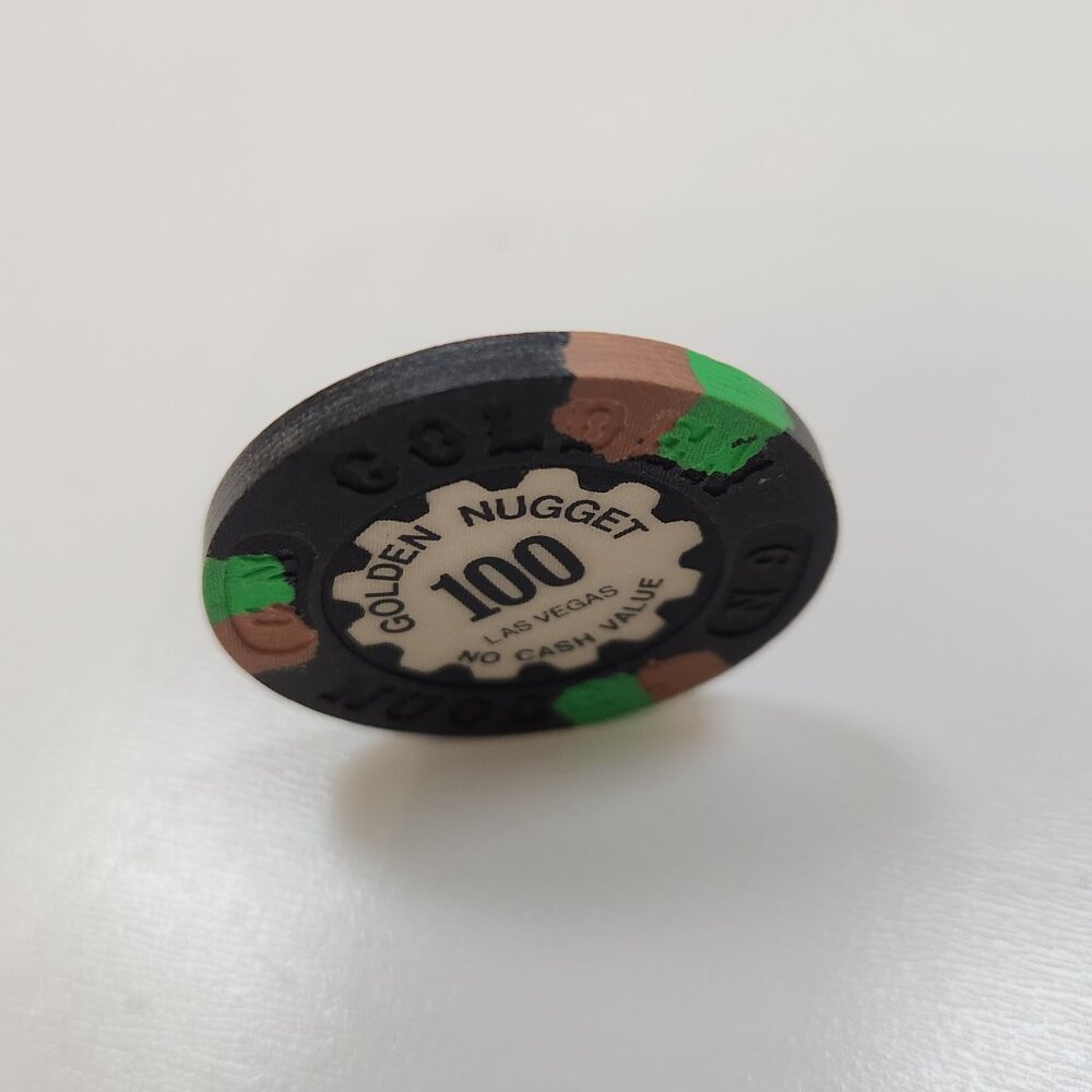 Vtg Golden Nugget Hotel Casino 100 NCV Chip Las Vegas Black No Cash Value NV - Picture 5 of 6